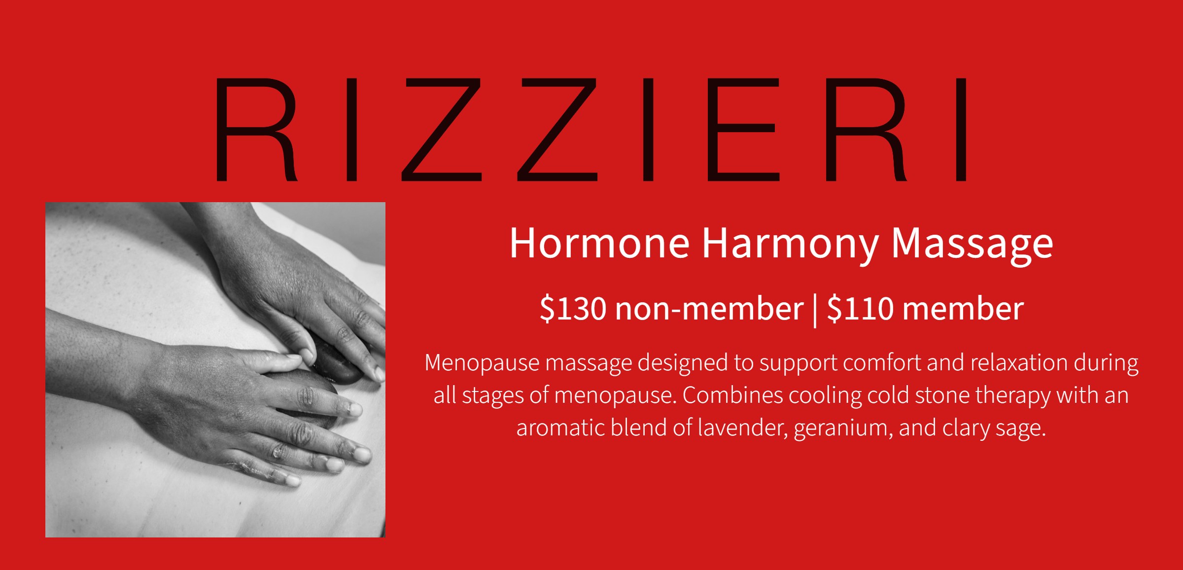 Hormone Harmony Massage at Rizzieri